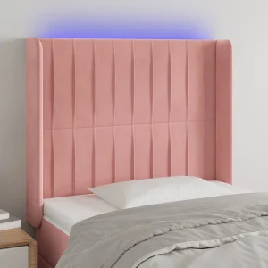 Hoofdbord | Hoofdeinde LED 83x16x118/128 cm fluweel roze Hoofdbord | Hoofdeinde LED 83x16x118/128 cm fluweel roze