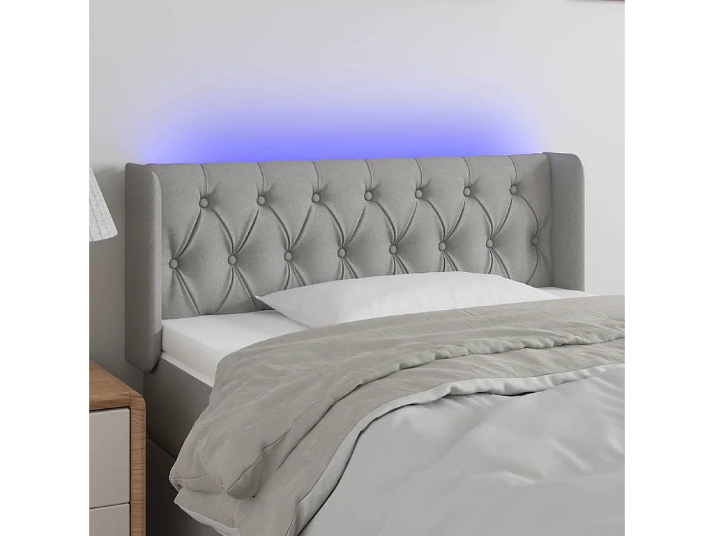 Hoofdbord | Hoofdeinde LED 93x16x78/88 cm stof lichtgrijs