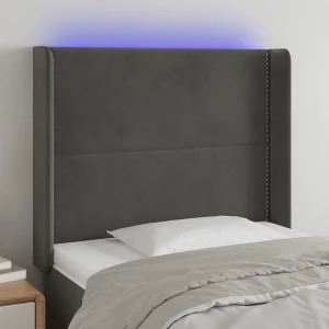 Hoofdbord | Hoofdeinde LED 103x16x118/128 cm fluweel donkergrijs Hoofdbord | Hoofdeinde LED 103x16x118/128 cm fluweel donkergrijs
