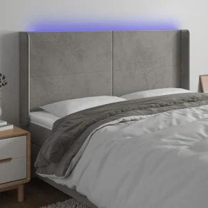 Hoofdbord | Hoofdeinde LED 183x16x118/128 cm fluweel lichtgrijs
