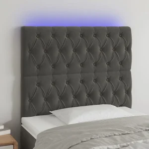 Hoofdbord | Hoofdeinde LED 90x7x118/128 cm fluweel donkergrijs Hoofdbord | Hoofdeinde LED 90x7x118/128 cm fluweel donkergrijs