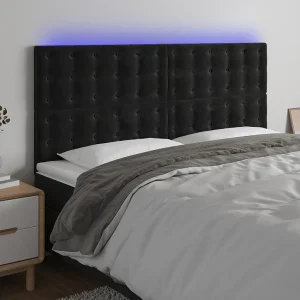 Hoofdbord | Hoofdeinde LED 180x5x118/128 cm fluweel zwart Hoofdbord | Hoofdeinde LED 180x5x118/128 cm fluweel zwart