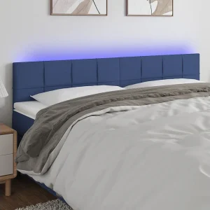 Hoofdbord | Hoofdeinde LED 180x5x78/88 cm stof blauw Hoofdbord | Hoofdeinde LED 180x5x78/88 cm stof blauw