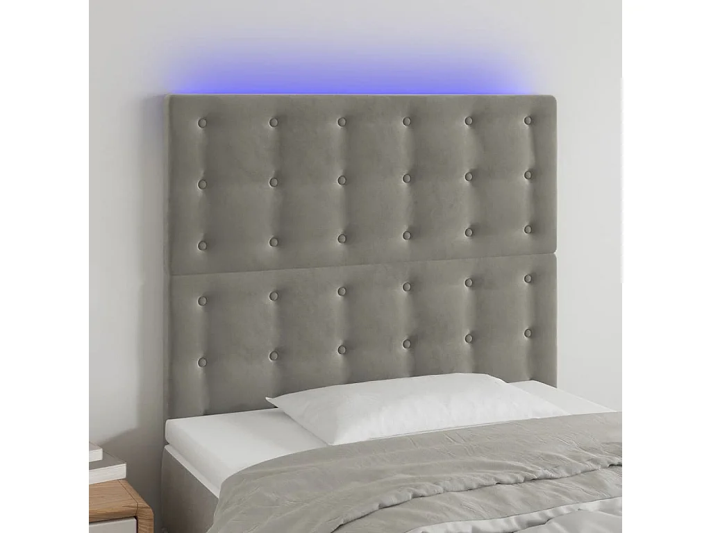 Hoofdbord | Hoofdeinde LED 80x5x118/128 cm fluweel lichtgrijs