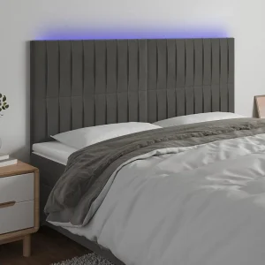 Hoofdbord | Hoofdeinde LED 160x5x118/128 cm fluweel donkergrijs Hoofdbord | Hoofdeinde LED 160x5x118/128 cm fluweel donkergrijs