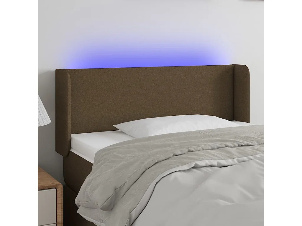 Hoofdbord | Hoofdeinde LED 93x16x78/88 cm stof donkerbruin