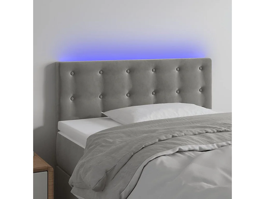 Hoofdbord | Hoofdeinde LED 80x5x78/88 cm fluweel lichtgrijs