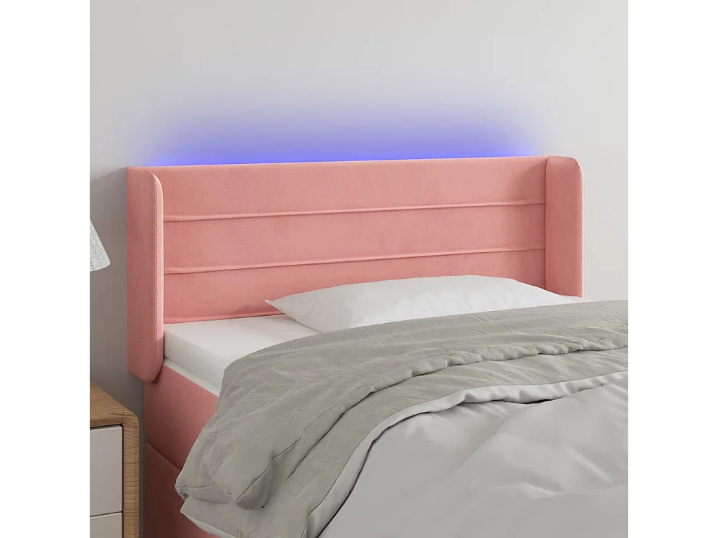 Hoofdbord | Hoofdeinde LED 103x16x78/88 cm fluweel roze