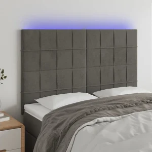 Hoofdbord | Hoofdeinde LED 144x5x118/128 cm fluweel donkergrijs