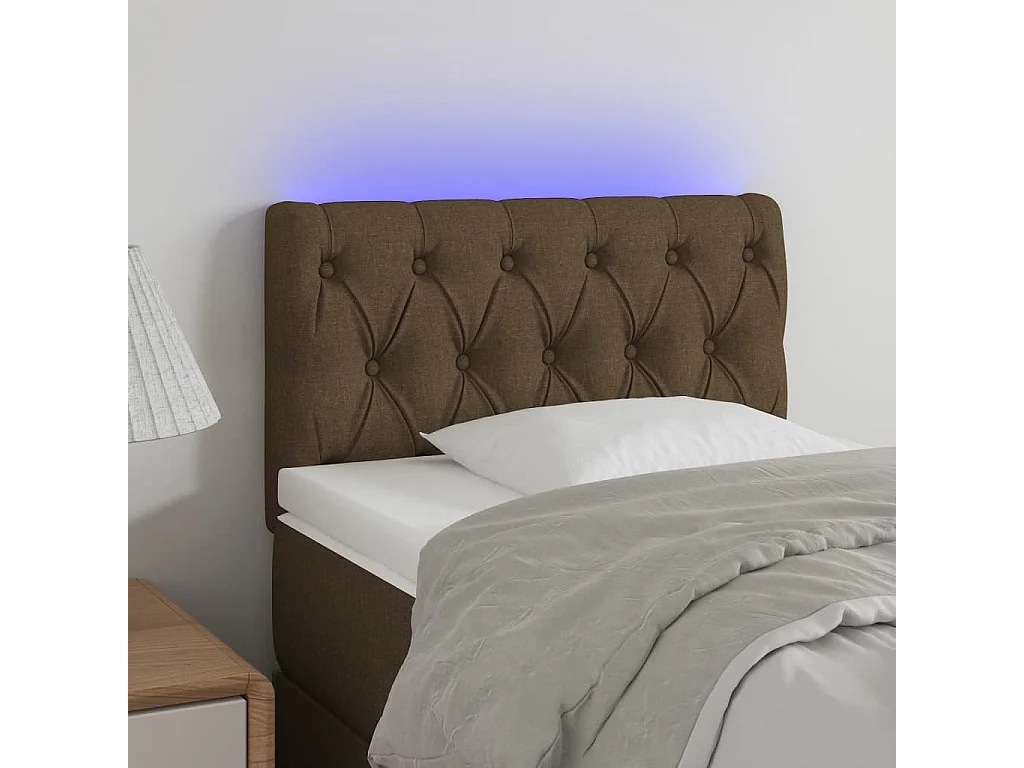 Hoofdbord | Hoofdeinde LED 80x7x78/88 cm stof donkerbruin