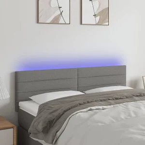 Hoofdbord | Hoofdeinde LED 144x5x78/88 cm stof donkergrijs