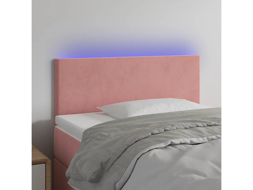 Hoofdbord | Hoofdeinde LED 100x5x78/88 cm fluweel roze