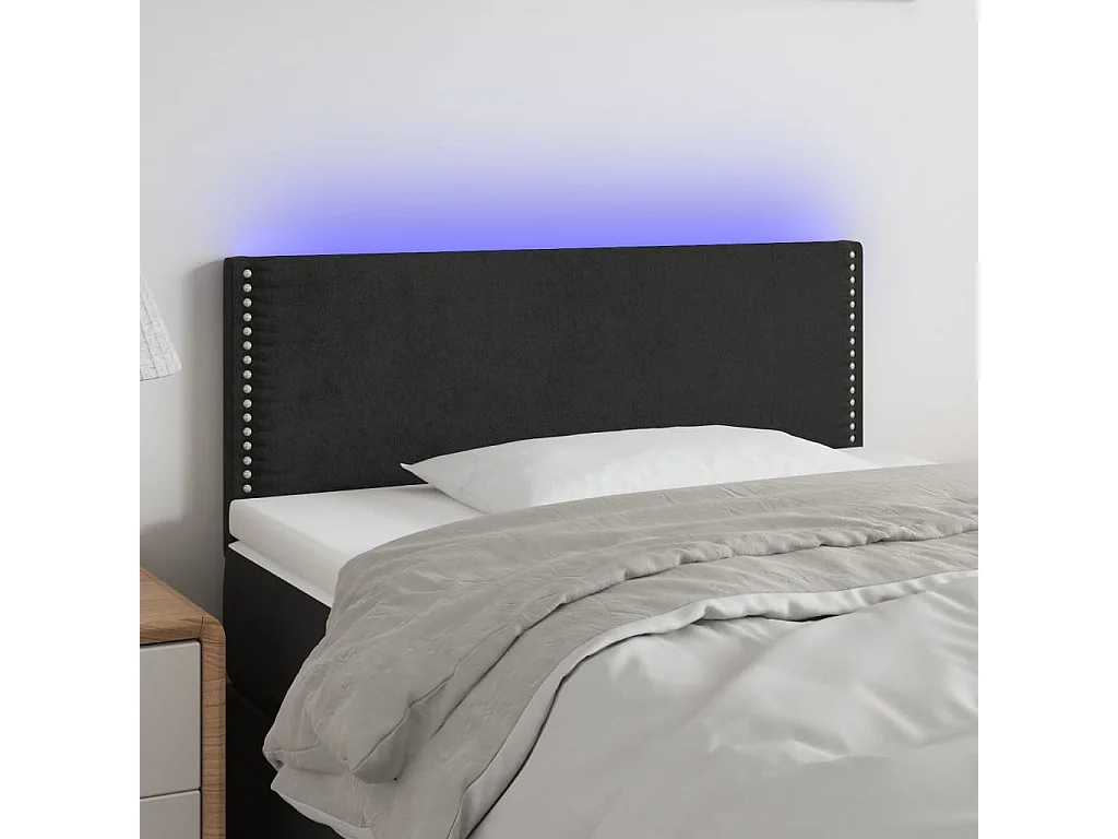 Hoofdbord | Hoofdeinde LED 100x5x78/88 cm fluweel zwart