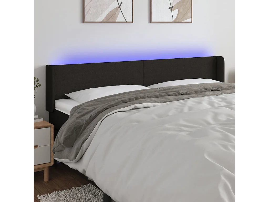 Hoofdbord | Hoofdeinde LED 183x16x78/88 cm stof zwart