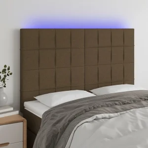 Hoofdbord | Hoofdeinde LED 144x5x118/128 cm stof donkerbruin Hoofdbord | Hoofdeinde LED 144x5x118/128 cm stof donkerbruin