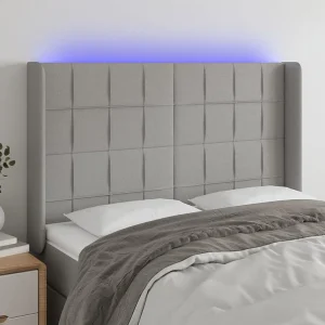 Hoofdbord | Hoofdeinde LED 147x16x118/128 cm stof lichtgrijs