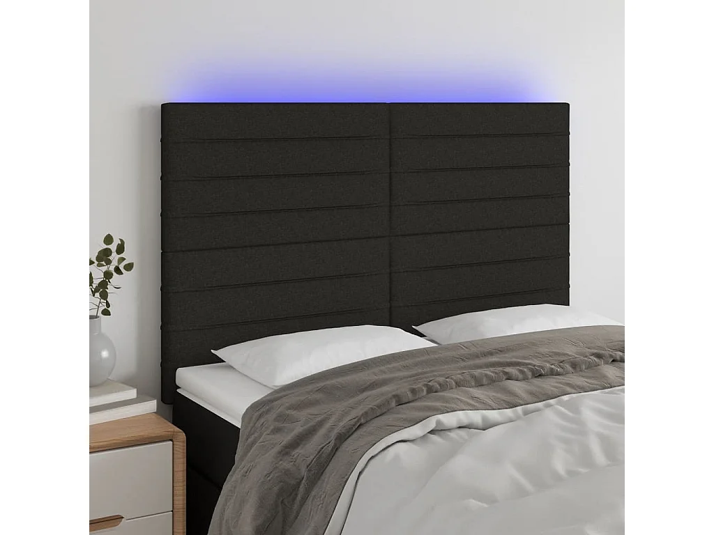 Hoofdbord | Hoofdeinde LED 144x5x118/128 cm stof zwart