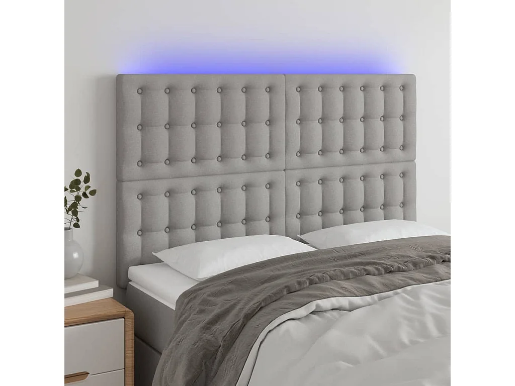 Hoofdbord | Hoofdeinde LED 144x5x118/128 cm stof lichtgrijs