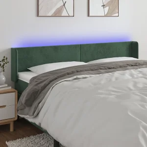 Hoofdbord | Hoofdeinde LED 203x16x78/88 cm fluweel donkergroen