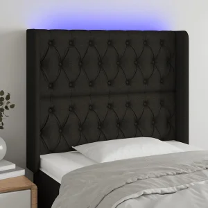 Hoofdbord | Hoofdeinde LED 93x16x118/128 cm stof zwart Hoofdbord | Hoofdeinde LED 93x16x118/128 cm stof zwart