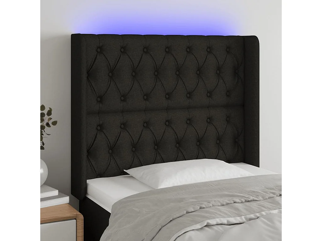Hoofdbord | Hoofdeinde LED 93x16x118/128 cm stof zwart
