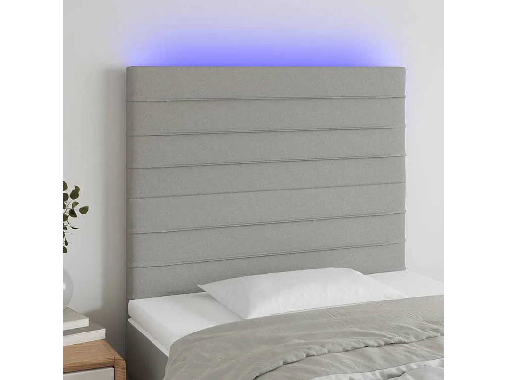 Hoofdbord | Hoofdeinde LED 100x5x118/128 cm stof lichtgrijs