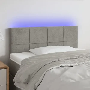 Hoofdbord | Hoofdeinde LED 100x5x78/88 cm fluweel lichtgrijs Hoofdbord | Hoofdeinde LED 100x5x78/88 cm fluweel lichtgrijs