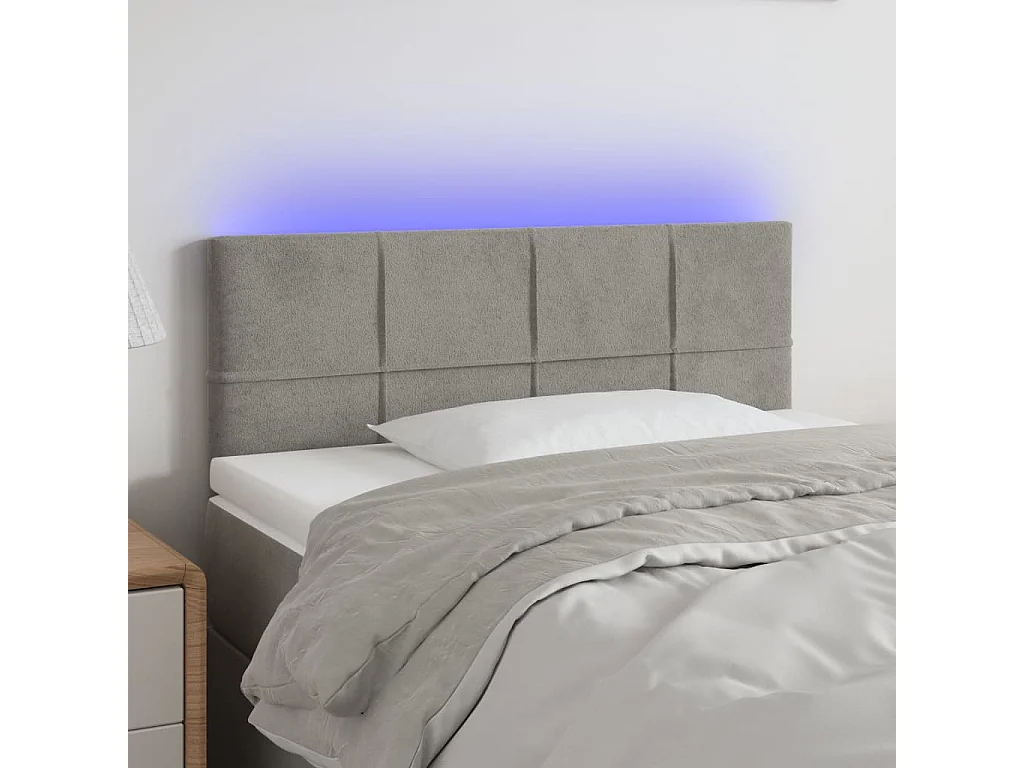 Hoofdbord | Hoofdeinde LED 100x5x78/88 cm fluweel lichtgrijs
