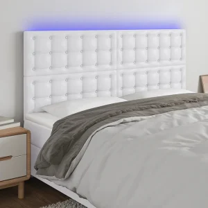 Hoofdbord | Hoofdeinde LED 160x5x118/128 cm kunstleer wit Hoofdbord | Hoofdeinde LED 160x5x118/128 cm kunstleer wit