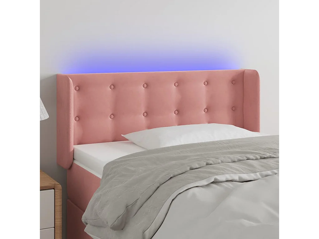 Hoofdbord | Hoofdeinde LED 103x16x78/88 cm fluweel roze