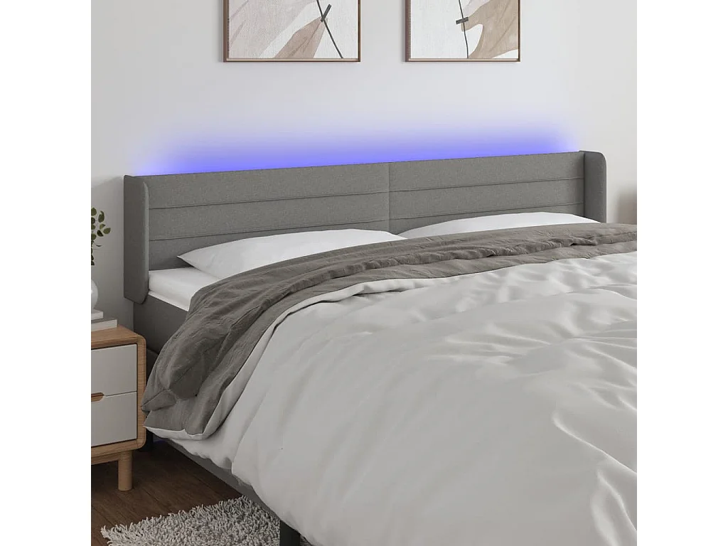 Hoofdbord | Hoofdeinde LED 163x16x78/88 cm stof donkergrijs