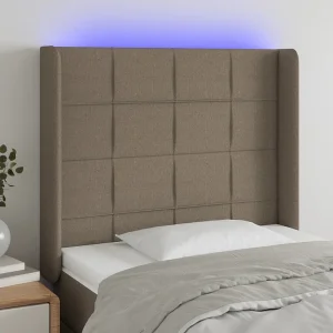 Hoofdbord | Hoofdeinde LED 103x16x118/128 cm stof taupe Hoofdbord | Hoofdeinde LED 103x16x118/128 cm stof taupe