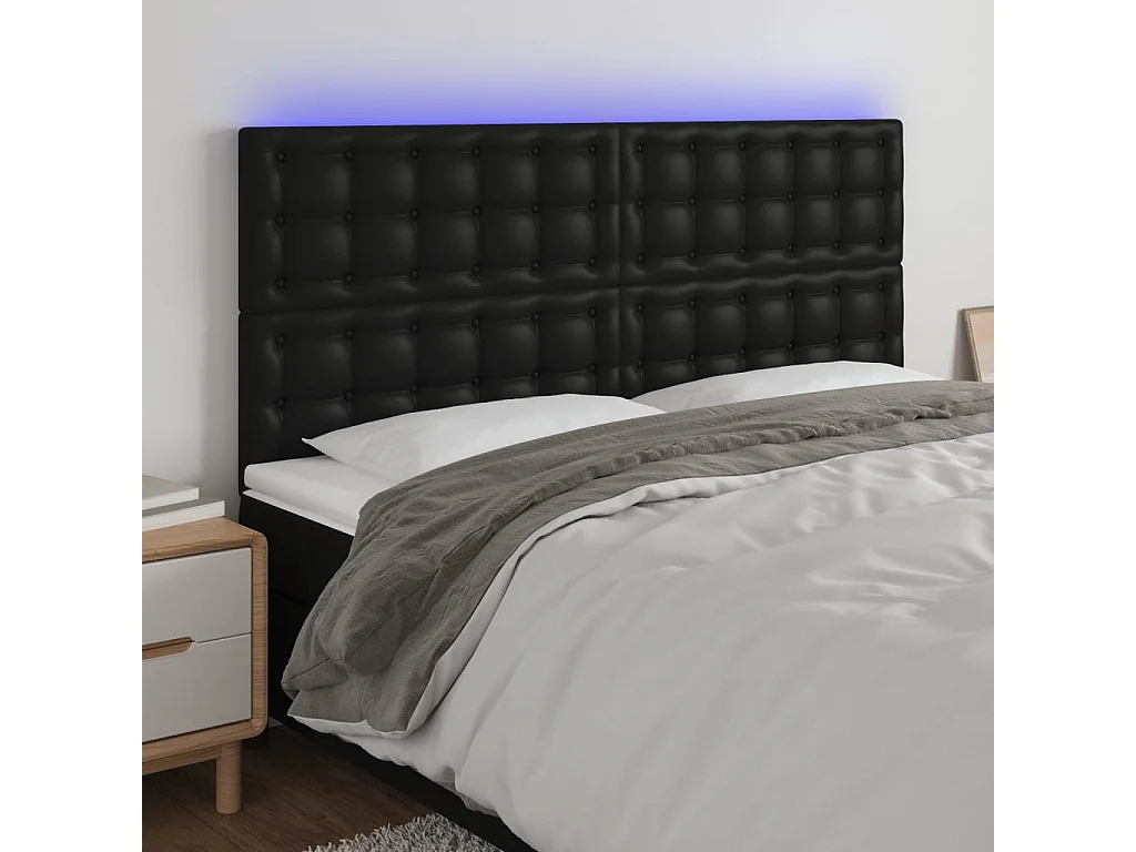 Hoofdbord | Hoofdeinde LED 180x5x118/128 cm kunstleer zwart