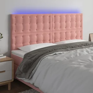 Hoofdbord | Hoofdeinde LED 180x5x118/128 cm fluweel roze Hoofdbord | Hoofdeinde LED 180x5x118/128 cm fluweel roze