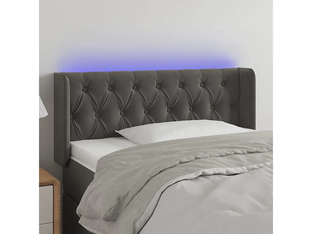 Hoofdbord | Hoofdeinde LED 103x16x78/88 cm fluweel donkergrijs