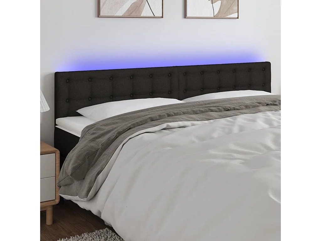 Hoofdbord | Hoofdeinde LED 180x5x78/88 cm stof zwart