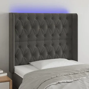 Hoofdbord | Hoofdeinde LED 103x16x118/128 cm fluweel donkergrijs Hoofdbord | Hoofdeinde LED 103x16x118/128 cm fluweel donkergrijs