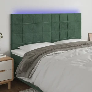 Hoofdbord | Hoofdeinde LED 180x5x118/128 cm fluweel donkergroen Hoofdbord | Hoofdeinde LED 180x5x118/128 cm fluweel donkergroen