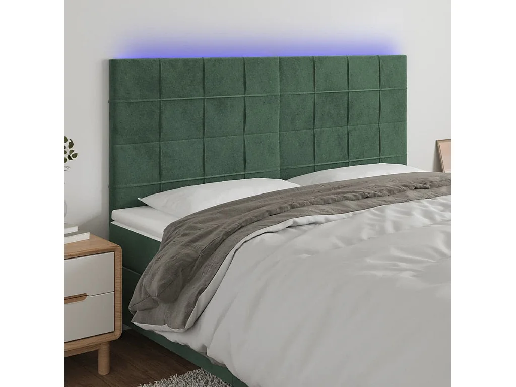 Hoofdbord | Hoofdeinde LED 180x5x118/128 cm fluweel donkergroen