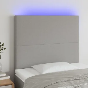 Hoofdbord | Hoofdeinde LED 90x5x118/128 cm stof lichtgrijs Hoofdbord | Hoofdeinde LED 90x5x118/128 cm stof lichtgrijs
