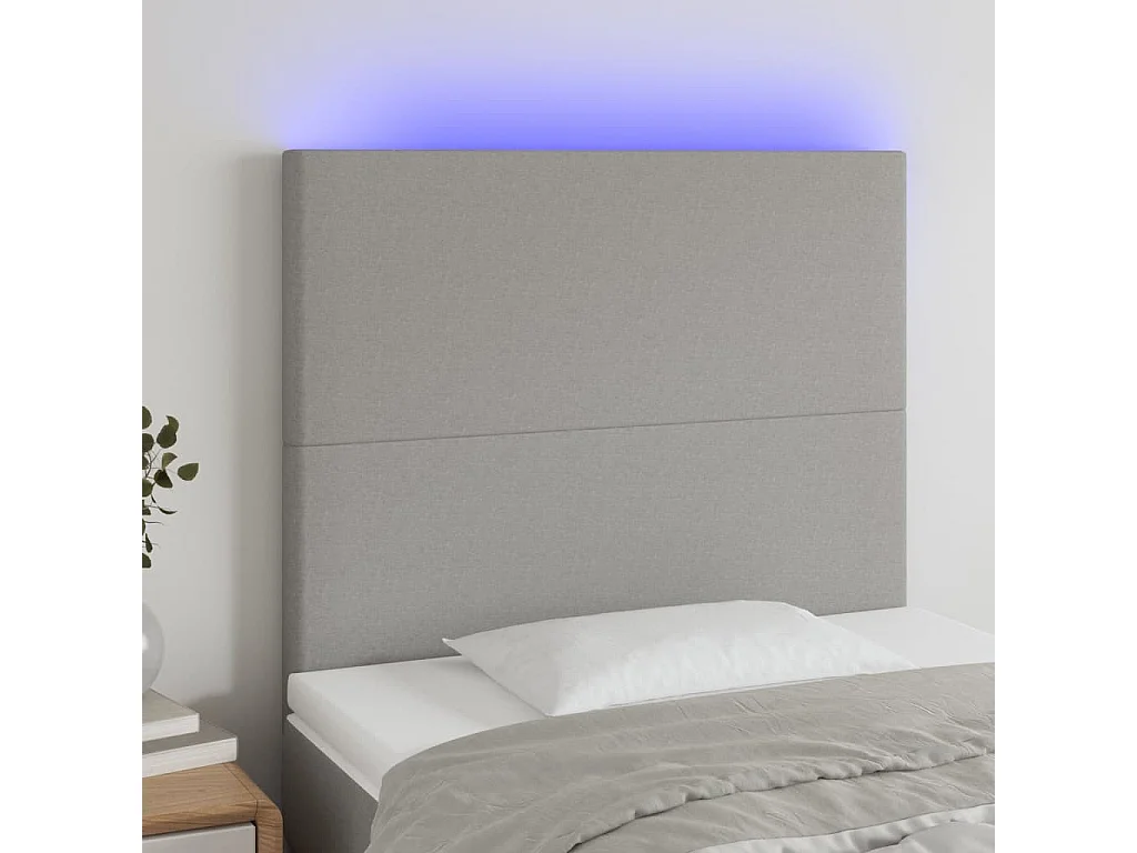 Hoofdbord | Hoofdeinde LED 90x5x118/128 cm stof lichtgrijs