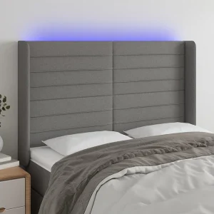 Hoofdbord | Hoofdeinde LED 147x16x118/128 cm stof donkergrijs