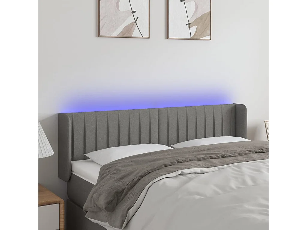 Hoofdbord | Hoofdeinde LED 147x16x78/88 cm stof donkergrijs