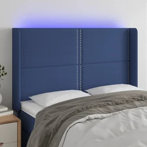 Hoofdbord | Hoofdeinde LED 147x16x118/128 cm stof blauw