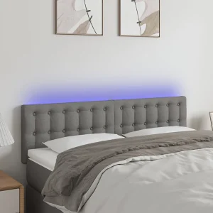 Hoofdbord | Hoofdeinde LED 144x5x78/88 cm stof donkergrijs