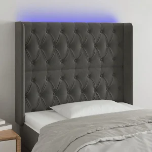 Hoofdbord | Hoofdeinde LED 93x16x118/128 cm fluweel donkergrijs Hoofdbord | Hoofdeinde LED 93x16x118/128 cm fluweel donkergrijs