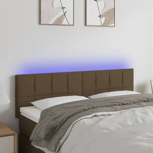 Hoofdbord | Hoofdeinde LED 144x5x78/88 cm stof donkerbruin