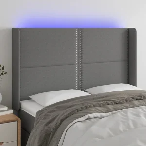Hoofdbord | Hoofdeinde LED 147x16x118/128 cm stof donkergrijs