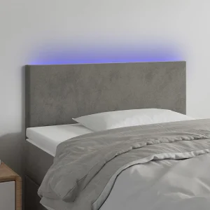 Hoofdbord | Hoofdeinde LED 100x5x78/88 cm fluweel lichtgrijs Hoofdbord | Hoofdeinde LED 100x5x78/88 cm fluweel lichtgrijs