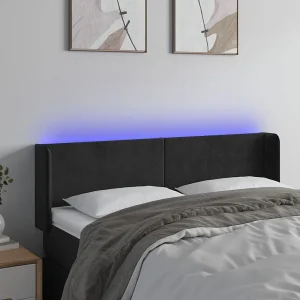 Hoofdbord | Hoofdeinde LED 147x16x78/88 cm fluweel zwart